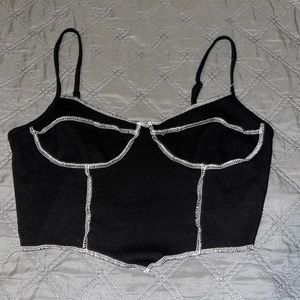 Black & white crop top, never worn, cotton top.